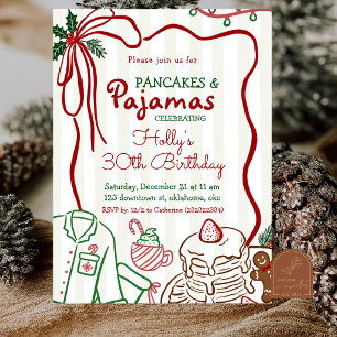 Convite Panquecas e Pijamas Aniversário de Natal