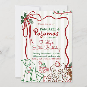 Convite Panquecas e Pijamas Aniversário de Natal