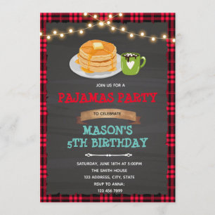 Convite Panquecas e pijamas com lanche