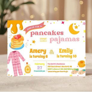 Convite Panquecas e Pijamas de Aniversário em Família