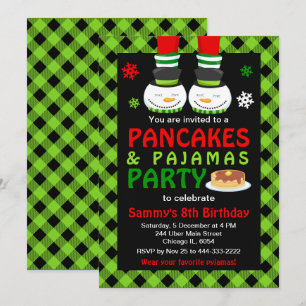 Convite Panquecas e pijamas de aniversário Homem de neve X