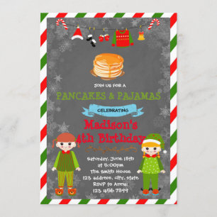 Convite Panquecas e pijamas de Natal
