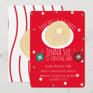 Convite Panquecas e Pijamas Festa de Sono Meninas   Natal