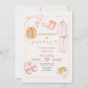 Convite Panquecas e Pijamas Meninas Aniversário