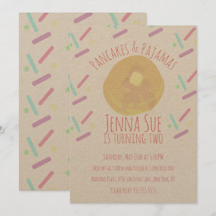 Convite Panquecas e Pijamas Sleepover Confeitos Kraft