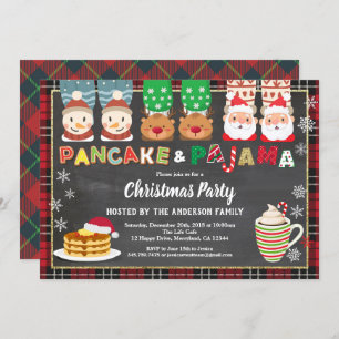 Convite Panquetes de Natal e xadrez vermelha do pijama