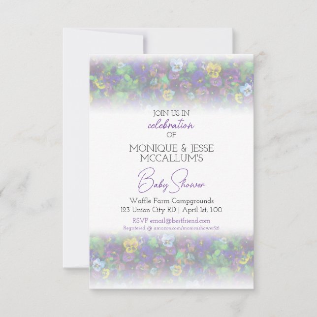 Convite Pansies Invitation [purple] (Frente)