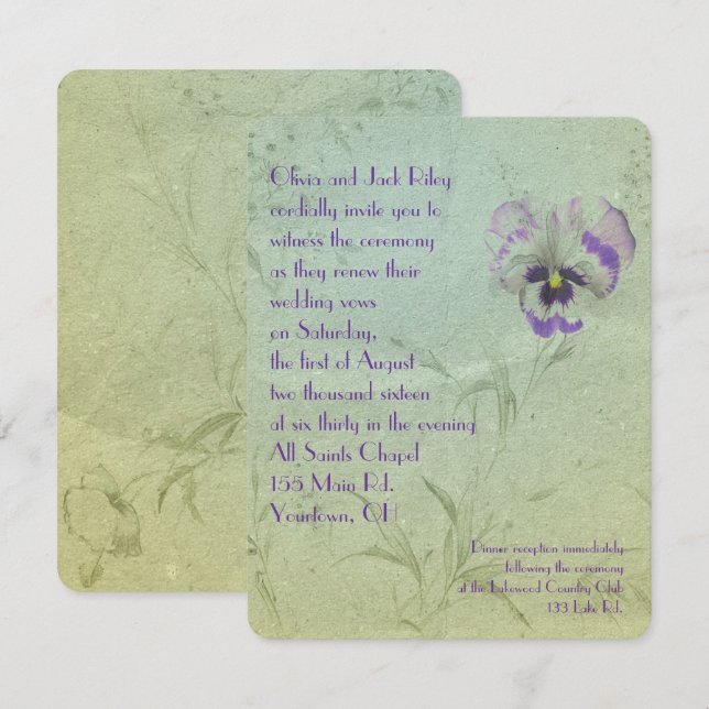 Convite Pansy Wedding Vow Renewal (Frente/Verso)