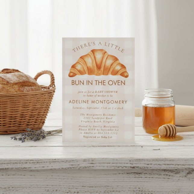 Convite Pão de Aquarela Bun no Baby Shower do Forno (Criador carregado)