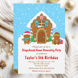 Convite Pão-de-gengiva Festa de aniversário Azul e Vermelh