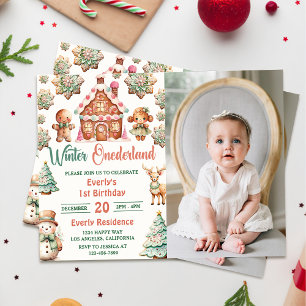 Convite Pão de Natal Pão de Onederland de inverno Aniversá