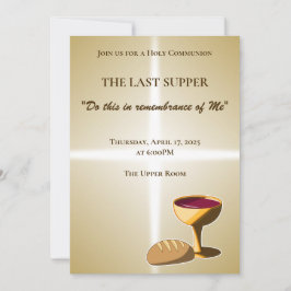 Convite Pão e Vinho A última comuna de Páscoa de jantar