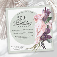Papagaio Rosa Tropical e Sage Floral 50º Aniversár