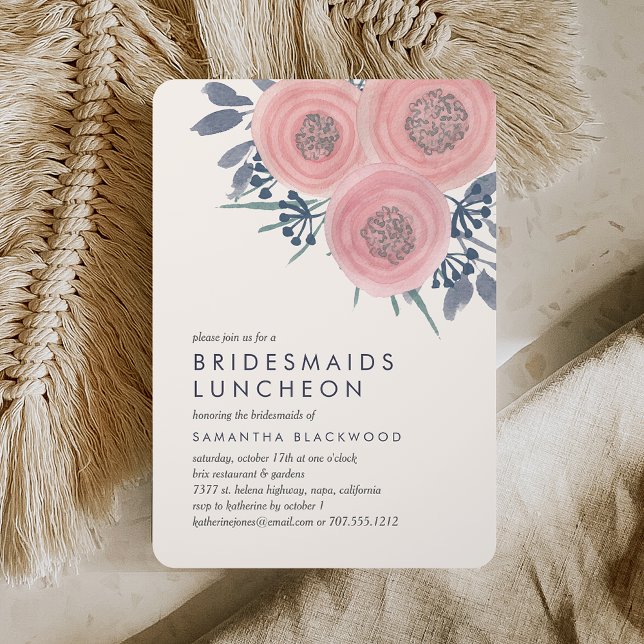 Convite Papagaios Blush Bridesmaids Luncheids Convocação (Criador carregado)