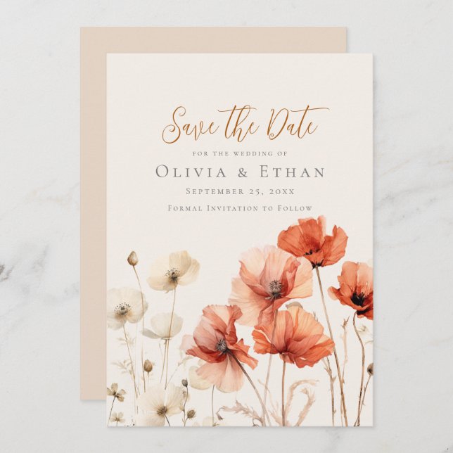 Convite Papagaios e flores silvestres salvam a data (Frente/Verso)