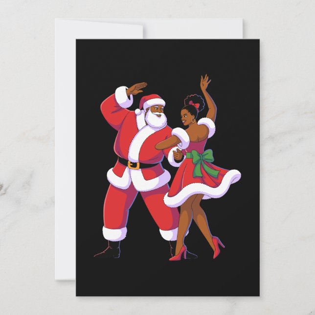 Convite Papai Noel Africano Dançando Natal Feriado Xmas (Frente)