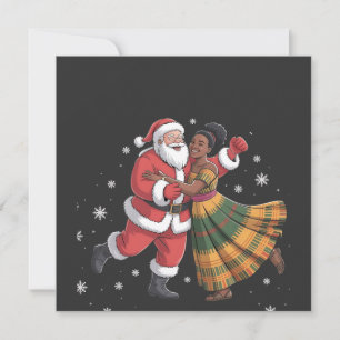 Convite Papai Noel africano Sra Claus dançando afro-americ