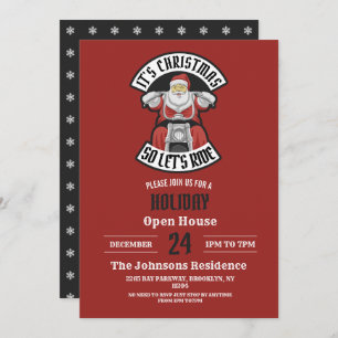 Convite Papai Noel andando de moto