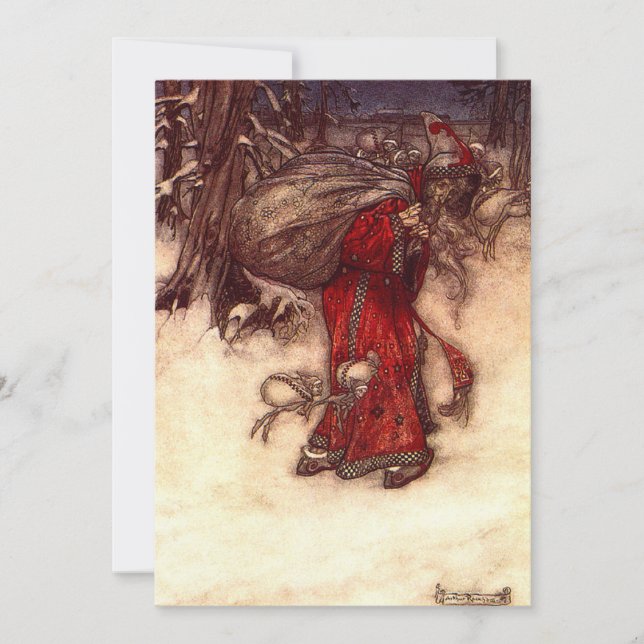 Convite Papai Noel Arthur Rackham  (Frente)