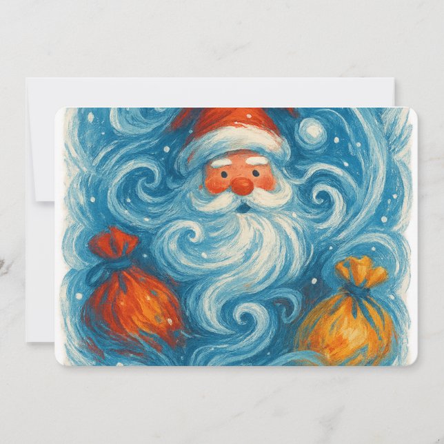 Convite Papai Noel caprichoso em uma tempestade de inverno (Frente)