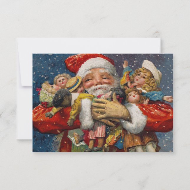 Convite Papai Noel com Braços Cheios de Bonecas (Frente)