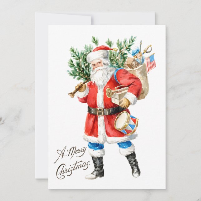 Convite Papai Noel com Brinquedos e Tambor (Frente)