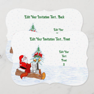 Convite Papai Noel com Coelho Raposa e Esquilo