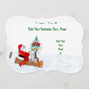 Convite Papai Noel com Raposa e Esquilo do Coelho