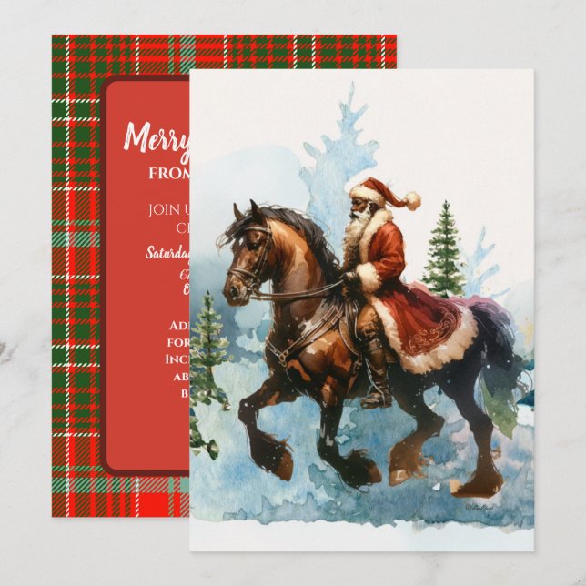 Convite Papai Noel Cowboy de Natal (Frente/Verso)