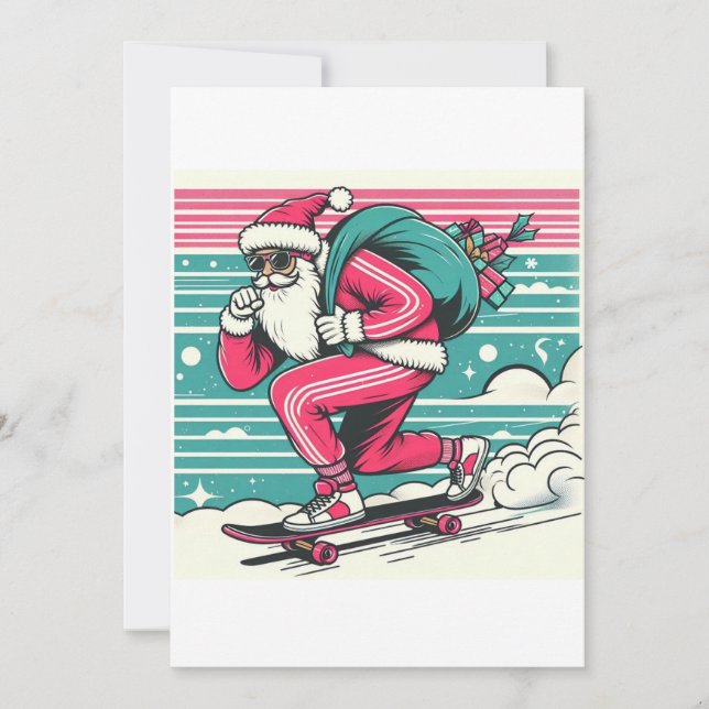 Convite Papai Noel de skate (Frente)