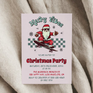 Convite Papai Noel de Skate Retro Festa de Natal Feliz