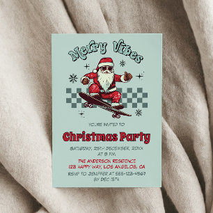 Convite Papai Noel de Skate Retro Festa de Natal Feliz
