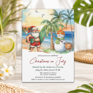 Convite Papai Noel de Verão & Boneco de Neve Natal em Julh