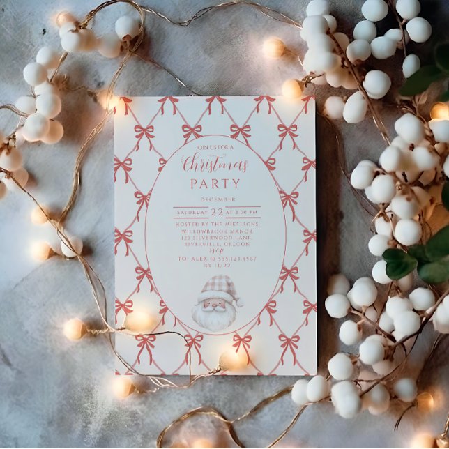 Convite Papai Noel do Laço de Rosto Natal (Criador carregado)