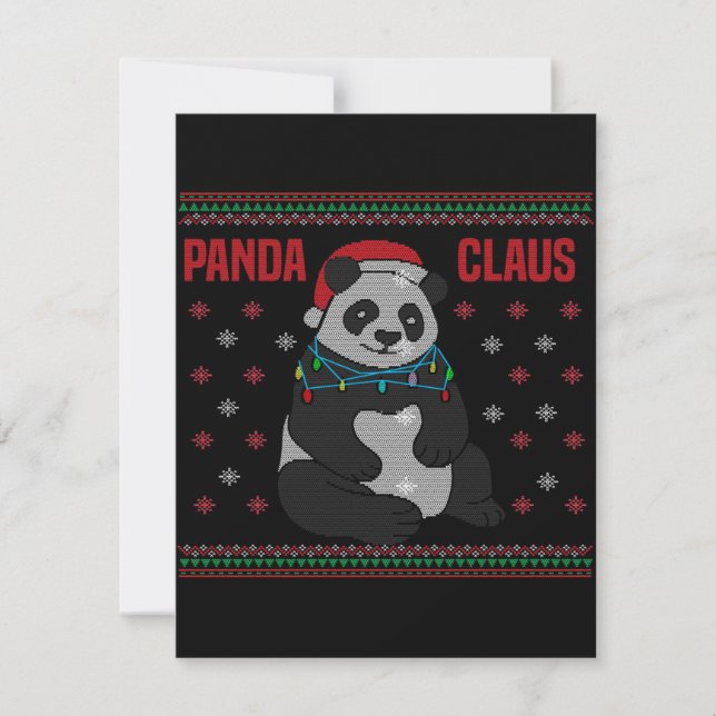 Convite Papai Noel do Natal | Desenho de Panda Fofo (Frente)