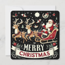 Convite Papai Noel e Rena Antigos Natal Estrelado