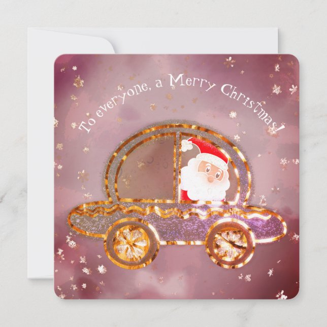 Convite Papai Noel em seu carro no Natal (Frente)