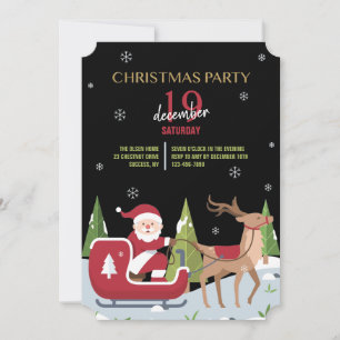 Convite Papai Noel em sua carruagem Festa de Natal