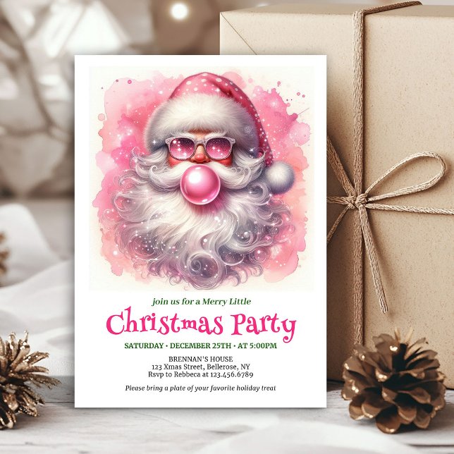 Convite Papai Noel Engraçado Clássico Com Óculos de Sol Na (Classic Funny Santa With Sunglasses Christmas Invitation

)
