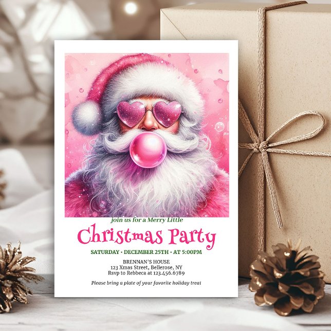 Convite Papai Noel engraçado minimalista com óculos de cor (Minimalist Funny Santa Heart Glasses Christmas Invite

)