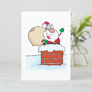 Convite Papai Noel engraçado na chaminé