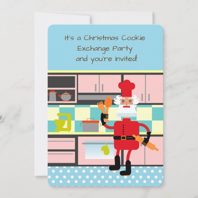 Convite Papai Noel está cozinhando biscoitos de Natal (Frente)