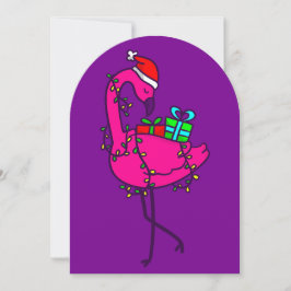 Convite papai noel flamingo luzes de natal férias de natal
