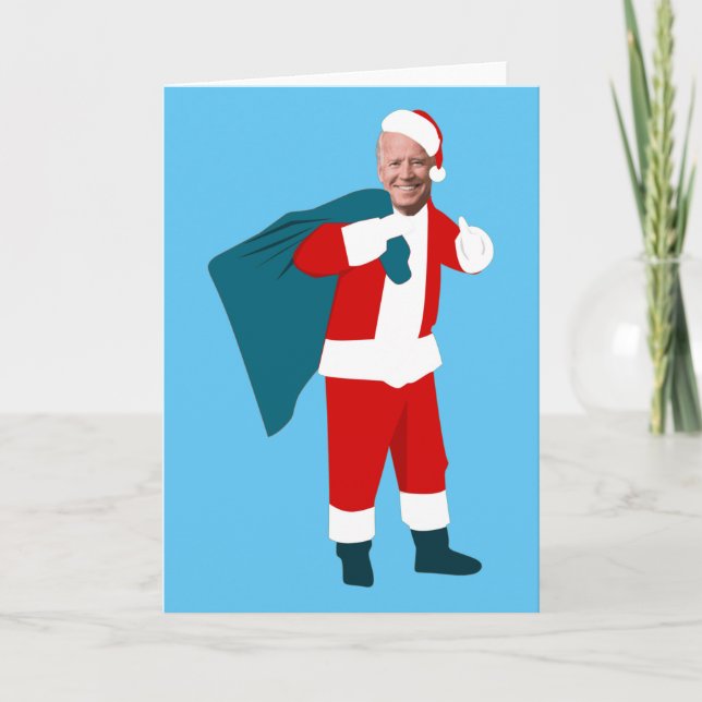 Convite papai noel joe biden natal azul (Frente)