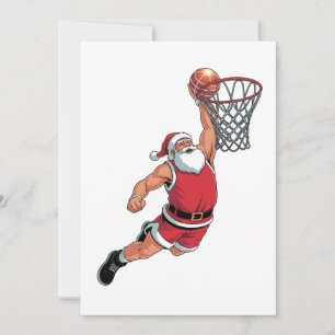 Convite Papai Noel Jogando Basquete Amantes do Esporte de