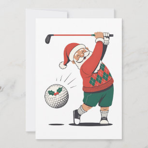 Convite Papai Noel Jogando Golfe Jogador de Golfe Natal