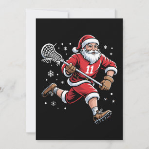 Convite Papai Noel Jogando Lacrosse Natal Férias de Invern