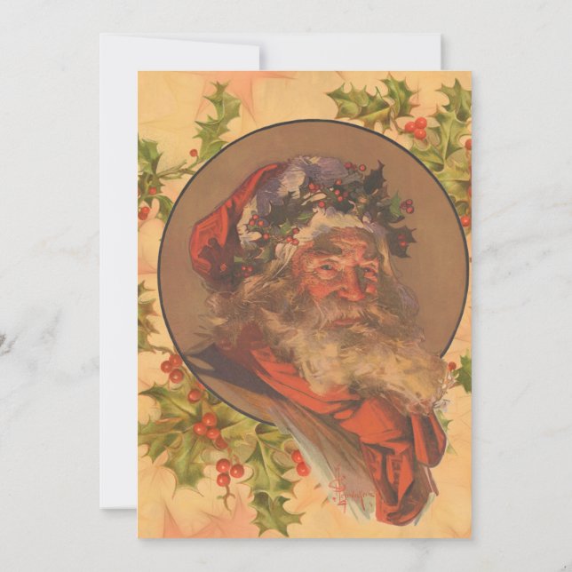 Convite Papai Noel Leyendecker Antigo Vitoriano (Verso)