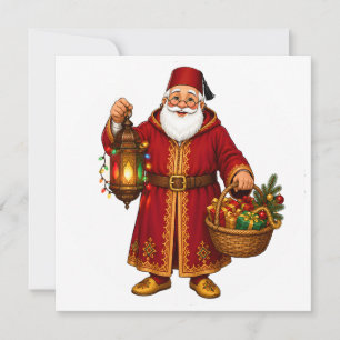 Convite Papai Noel marroquino com ornamento de lanterna