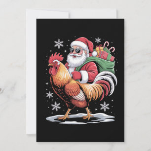 Convite Papai Noel montado em galo de Natal Fazenda Galinh
